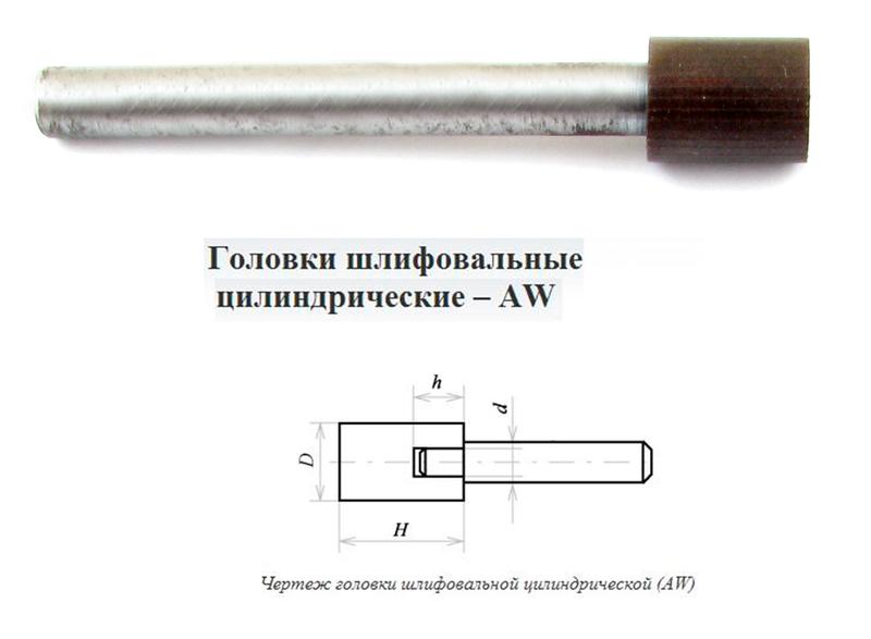 Головка алмазная цилиндрическая d 8,0х 3х 8х60мм AW(ГЦ) SSD-2(АС4) 80/63 100% В2-01 с хвостовиком "CNIC"