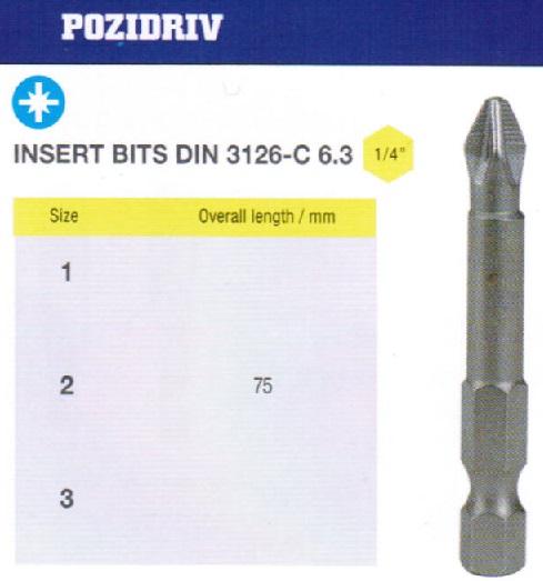 Биты крестовые РZ1х 75мм S2 цилиндрические с насечкой DIN3126 хвостовик Е1/4 PROFI "CNIC" в упаковке 10 шт.