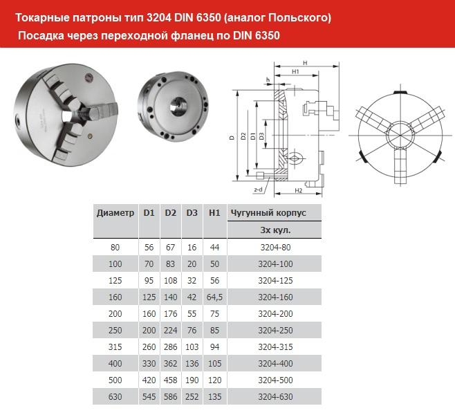 Патрон токарный d 80 мм 3-х кулачковый тип 3204 DIN 6350 (аналог Польского) "CNIC" (PS3-80)