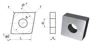 Пластина CNMA - 090304 МС318 ромбическая(80) dвн=4мм (05123) гладкая