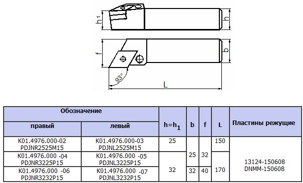 Резец Контурный 25х25х150 (PDJNL-25 25-М15) с ромбич. пласт. Т15К6 левый(DNMG-150612)